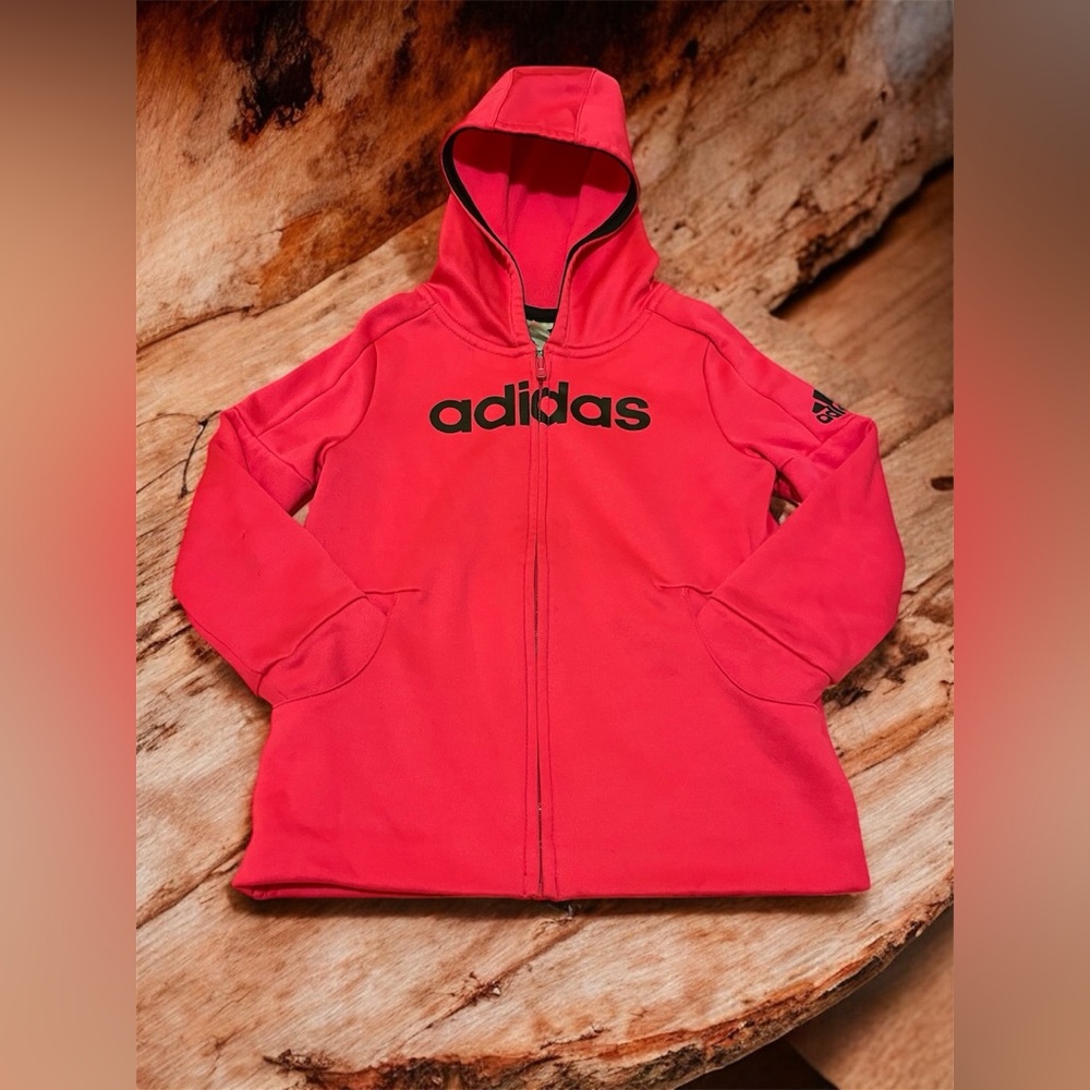 Adidas Kids Red Zip Hoodie